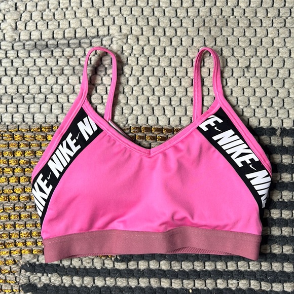 Nike Indy Ligh Support Logo Padded Workout Pink Sport Bra. Size S - Picture 2 of 6